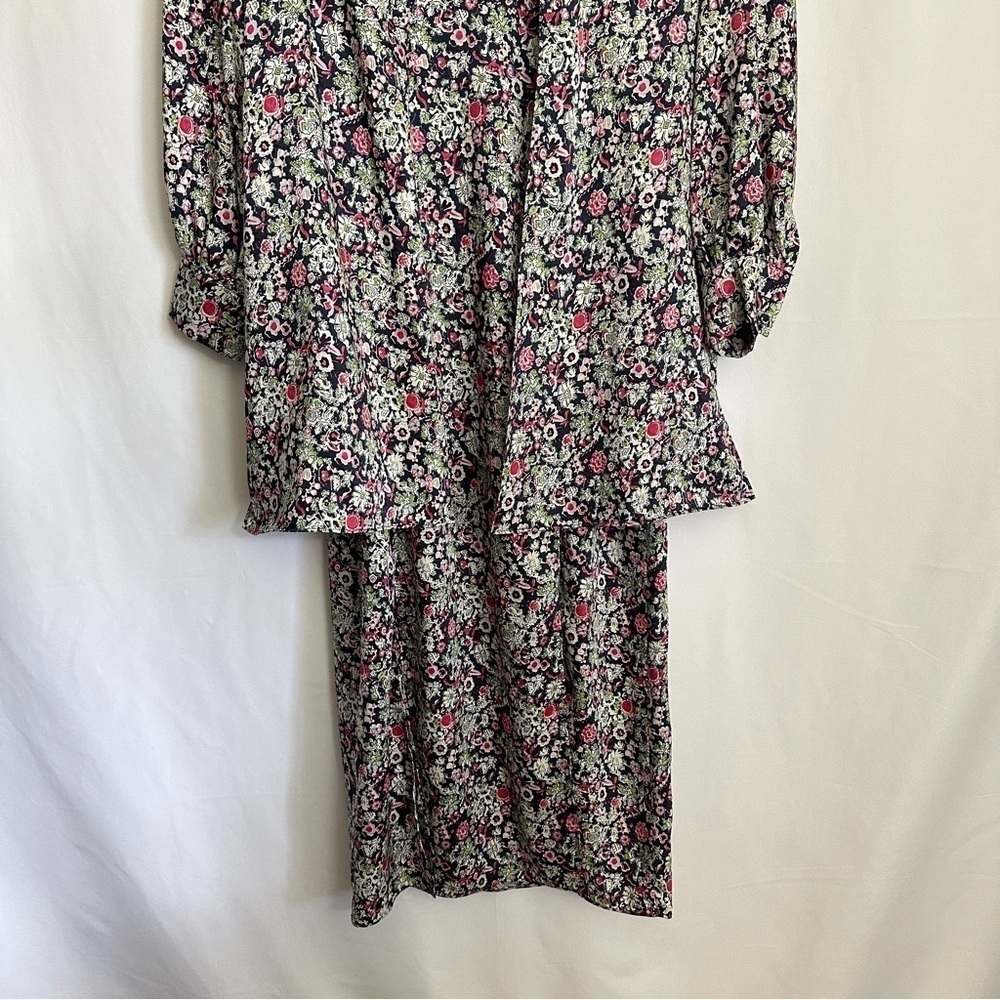 NWT Cinq A Sept Anthropologie Floral Print Layered Dress Tie Up Shacket sz 2 - Picture 8 of 16